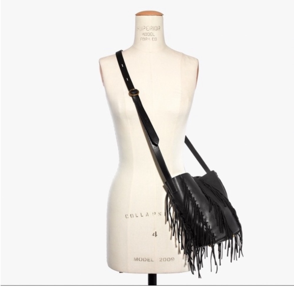 Madewell Monterey Leather Fringe Bucket Bag